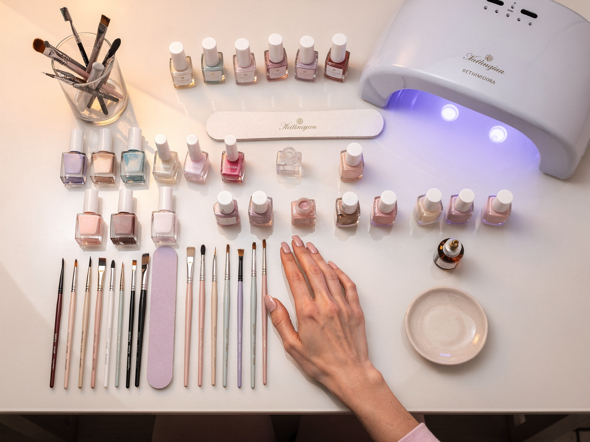 Nail art and manicure workstation